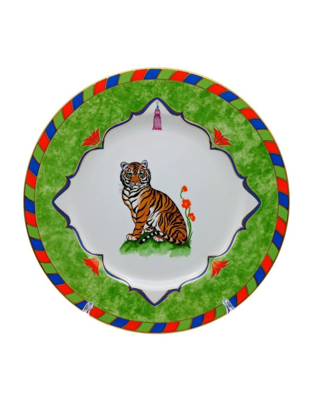 Lynn Chase Designs Tiger Raj Charger Service Plate – 1991 Vintage – 24K Gold